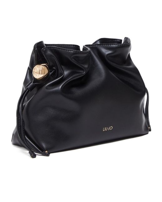 Liu Jo Black Logo Drawstring Shoulder Bag