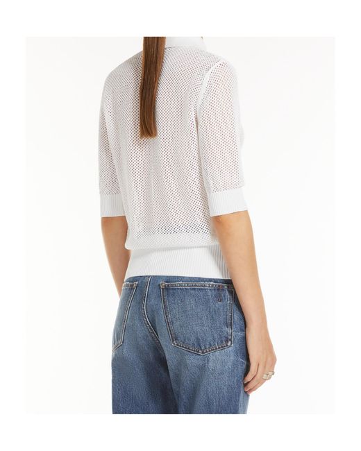 Sportmax White Casta Button Detailed Short-Sleeved Polo Top