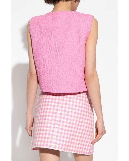 AMI Pink Textured Crop Top