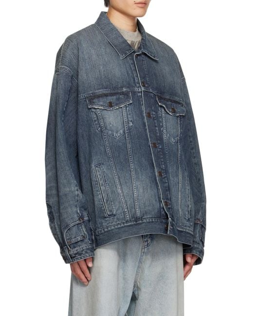 Balenciaga Blue Deconstructed Denim Jacket for men