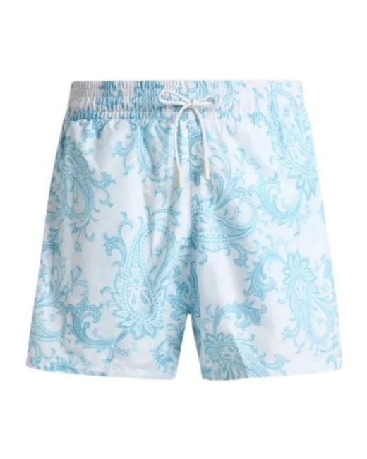 Etro Blue Paisley Swim Shorts for men