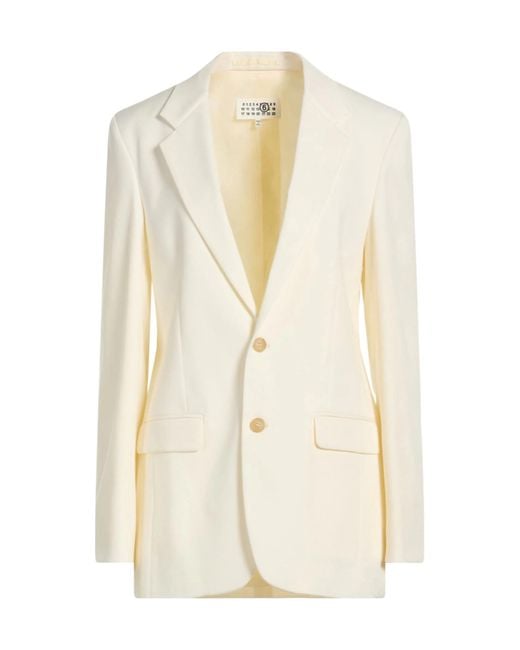 MM6 by Maison Margiela White Slim Fit Single-Breasted Blazer