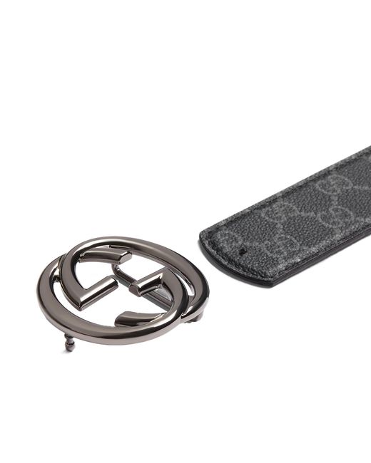 Gucci Black Reversible Interlocking G Buckle Belt for men