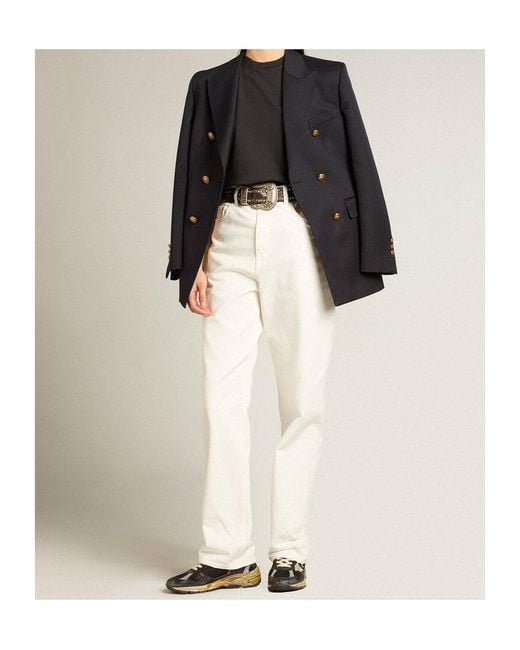 Golden Goose Deluxe Brand Black Logo Detailed Crewneck T-Shirt