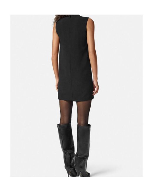 Versace Black Safety-Pin Detailed Sleeveless Mini Dress