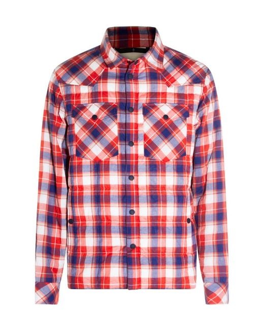 Moncler Red Grenoble Long Sleeved Check Patterned Jacket for men