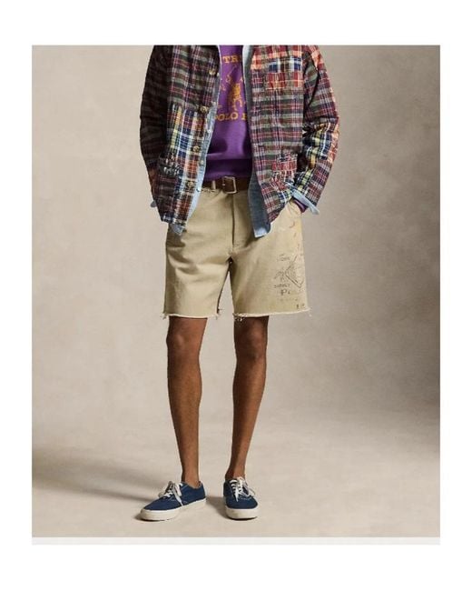Polo Ralph Lauren Natural Frayed-Hem Shorts for men