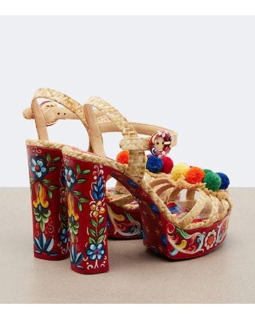 Dolce & Gabbana Metallic Printed Woven Platform Sandals