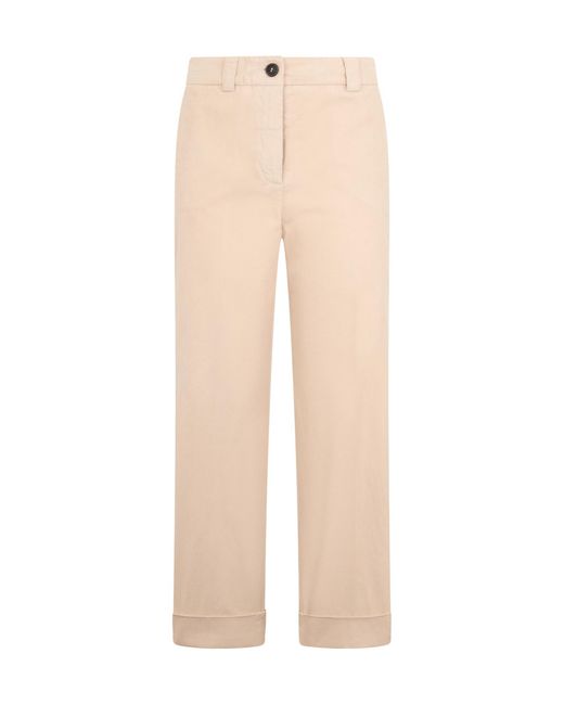 Peserico Natural Cropped Straight-Leg Pants