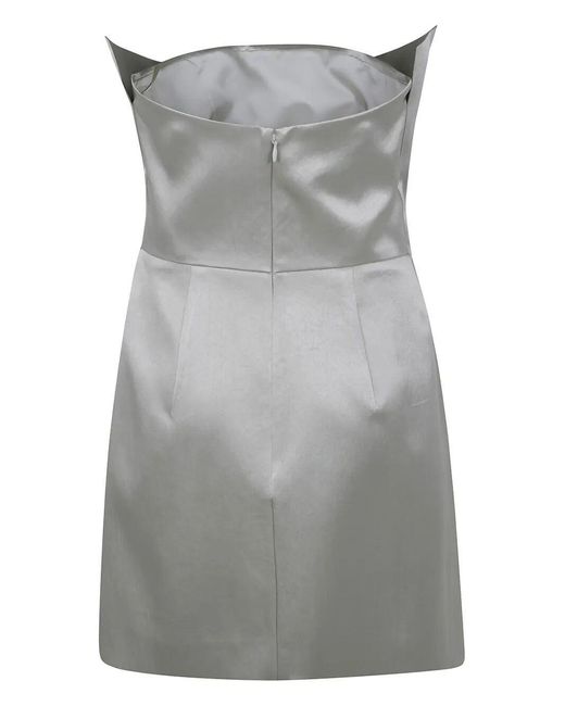 Philosophy Di Lorenzo Serafini Gray Strapless Satin Mini Dress