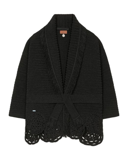 Alanui Black Long-Sleeved Knitted Cardigan