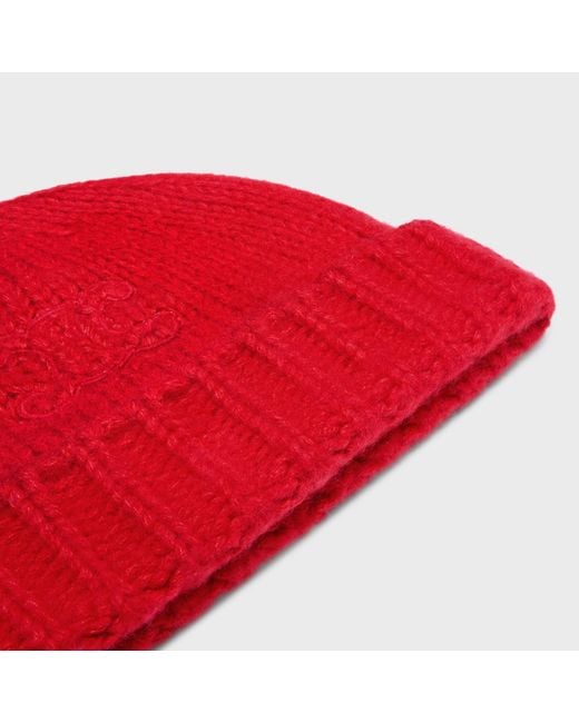 Céline Red Triomphe Beanie