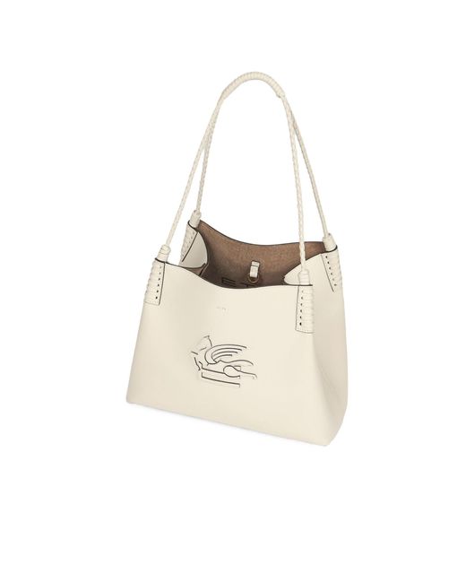 Etro White Libra Pegaso Patch Small Tote Bag