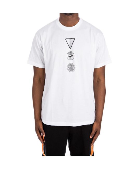 Burberry White Badge-Print Cotton T-Shirt for men