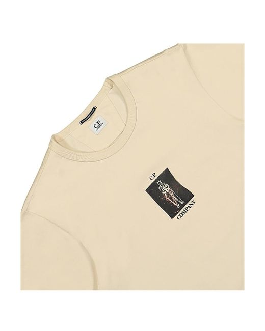 C P Company Natural Logo-Print Cotton T-Shirt for men