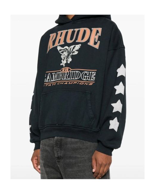 Rhude Black Cambridge State Champs Hoodie for men