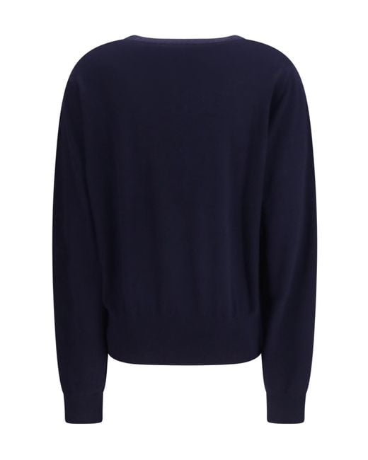 Extreme Cashmere Blue V-Neck Cashmere Blend Knit Sweater