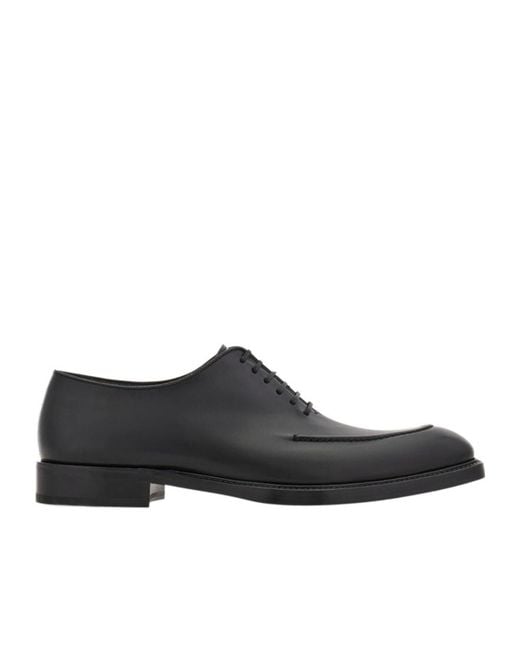 Ferragamo Black Oxford Shoe With Stitching Detail for men