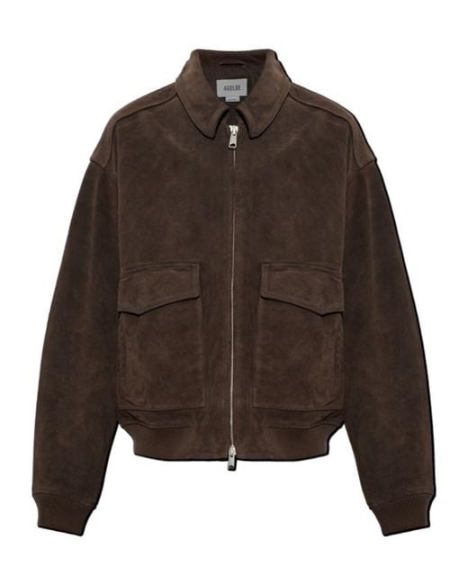 Agolde Brown Collared Long-Sleeved Casual Jacket for men