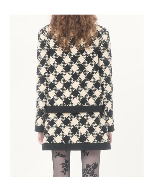 Valentino Black Damier Button-Up Tweed Jacket