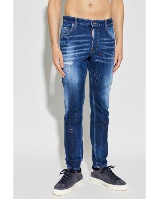 DSquared² Blue Distressed Skater Jeans for men