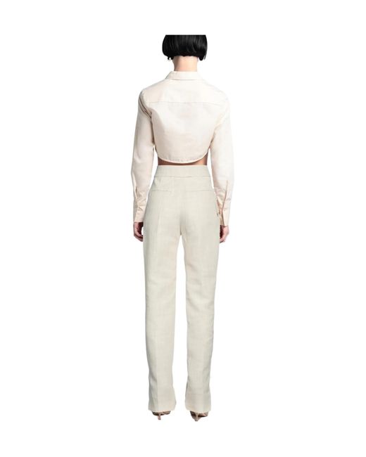 Jacquemus White Solid Colour Formal Trousers