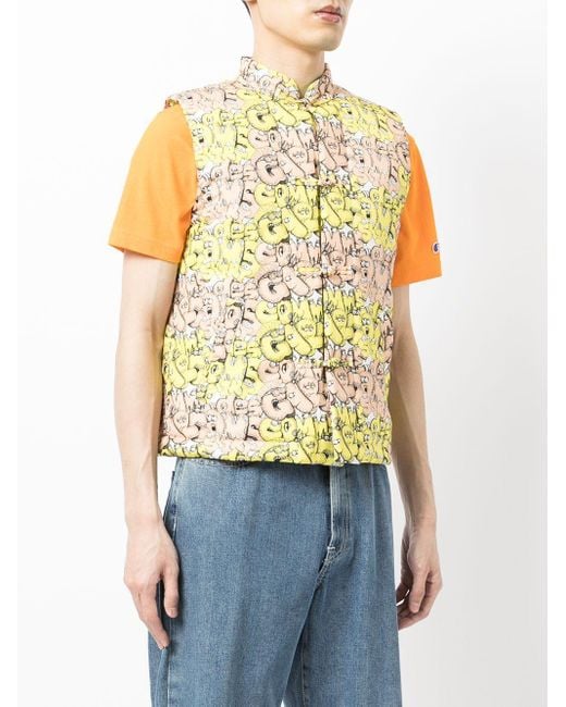 Comme des Garçons Metallic Logo-Print Padded Gilet for men