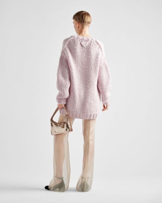 Prada White High-Waist Tonal Stitch Flared Trousers