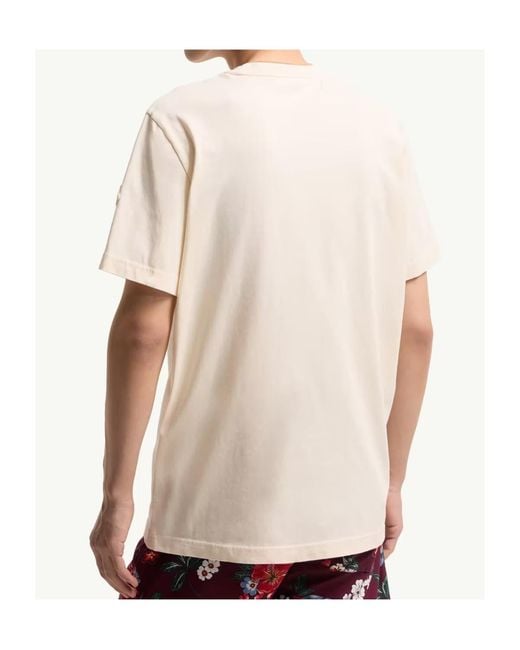 Moncler White Logo Embroidered Crewneck T-Shirt for men