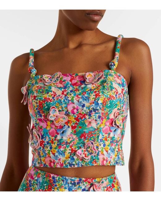 Farm Rio Multicolor Peasant Floral Butterflies Top