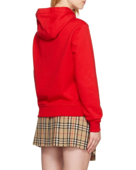Burberry Red Logo Print Cotton Hoodie