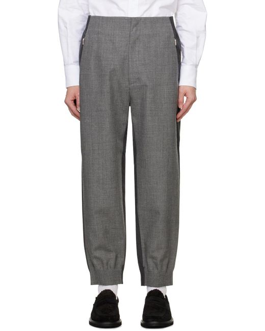 Thom Browne Gray Colour-Block Tapered Track Pants for men