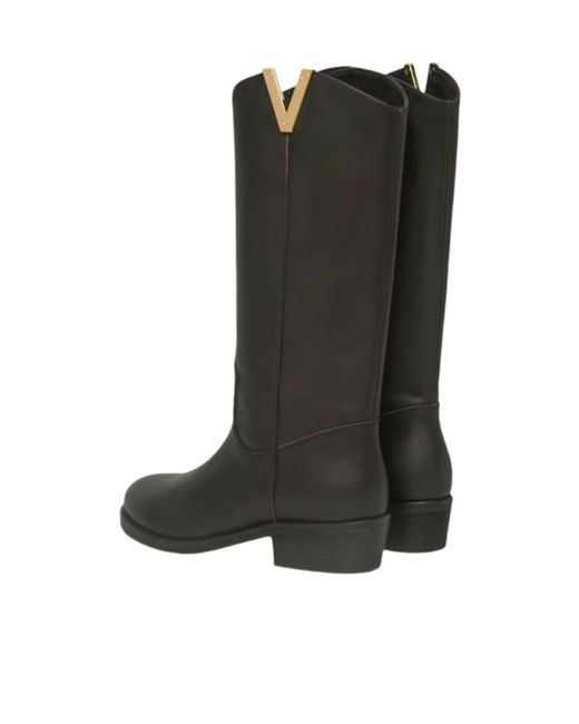 Via Roma 15 Black Round-Toe Boots