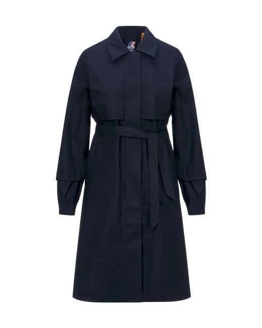 K-Way Blue Poplin Trench Coat