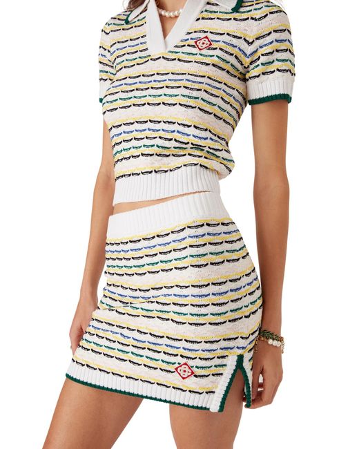 Casablanca Natural Tuck Stitch Knit Mini Skirt