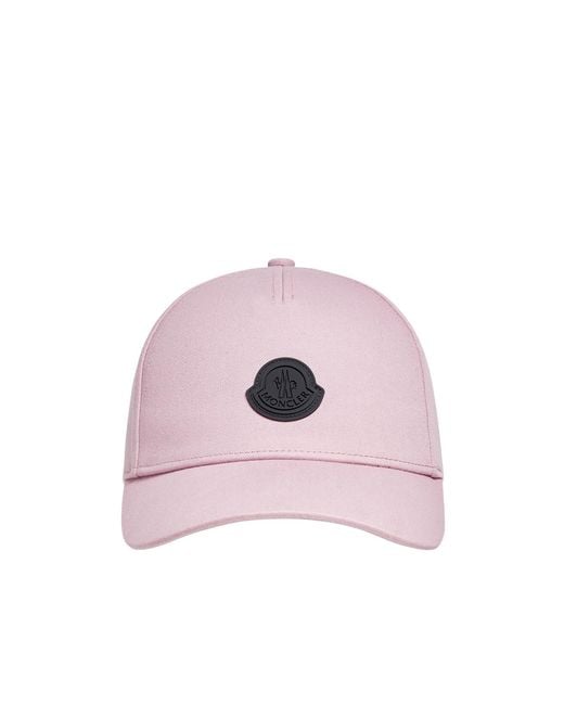 Moncler Pink Logo Patch Curved Peak Baseball Cap