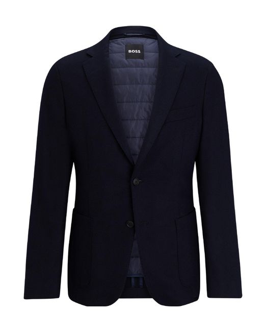 Boss Blue Classic Single-Breasted Quilted Blazer for men