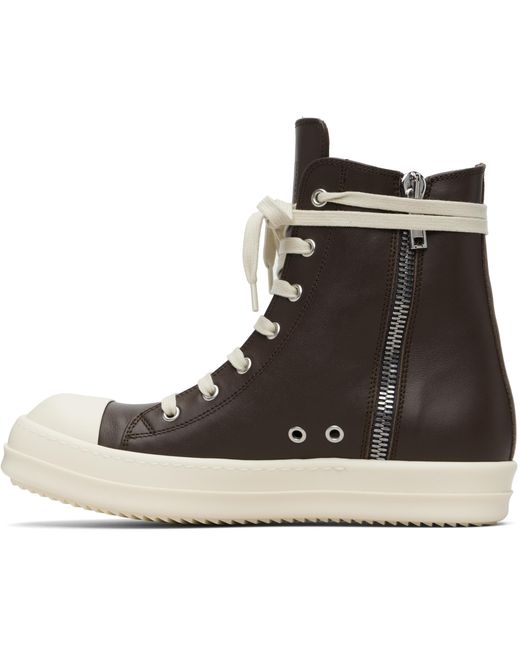 Rick Owens Brown Temple High-Top Casual Sneakers for men