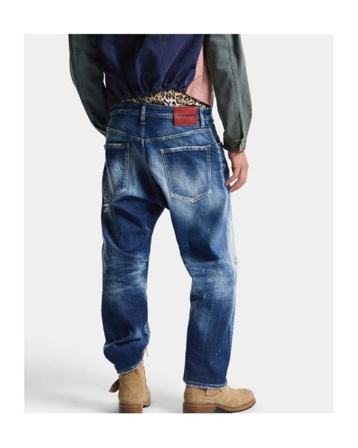 DSquared² Blue Five-Pocket Denim Jeans With Distressed Finish for men