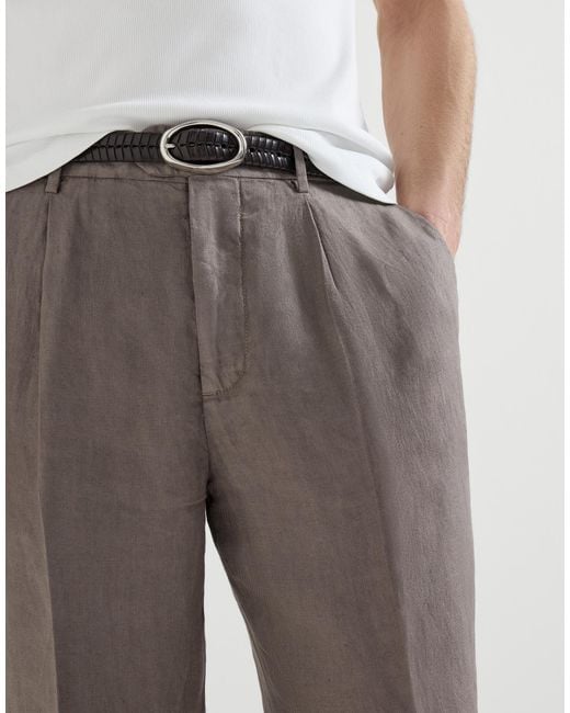 Brunello Cucinelli Gray Garment-Dyed Trousers for men