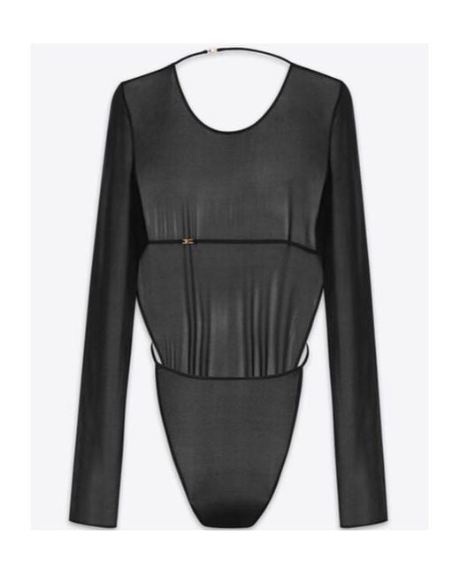 Saint Laurent Black Backless Long-Sleeved Bodysuit