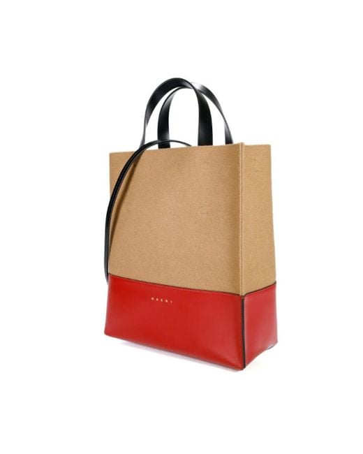 Marni Red Panelled Tote Bag