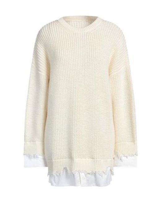 MM6 by Maison Margiela White Solid-Color Knitted Sweater