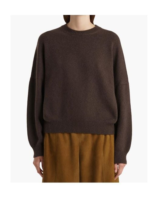 Khaite Brown Crewneck Drop Shoulder Jumper