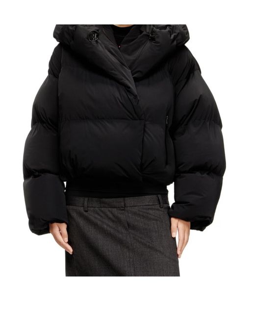 DIESEL Black Hooded Long Sleeve Short Puffer Jacket