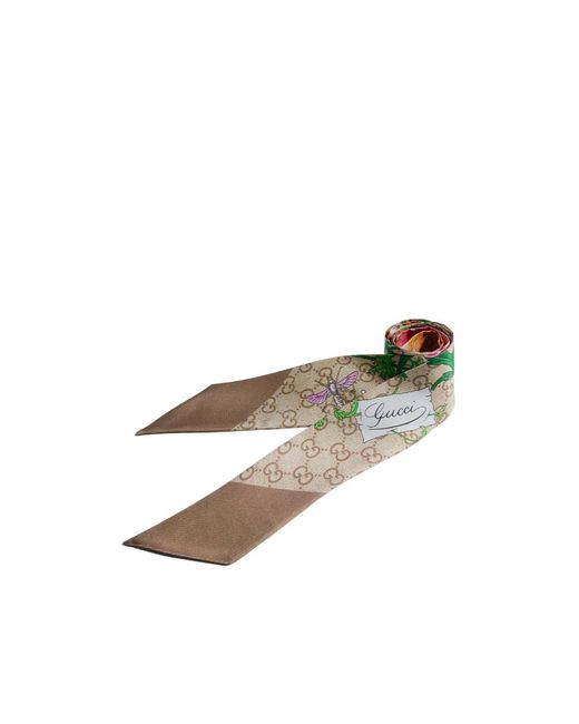 Gucci Green Printed Silk Ribbon