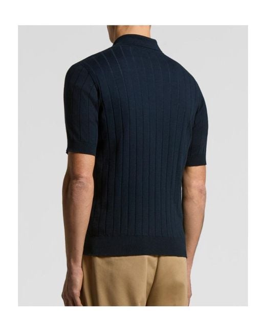 Peserico Blue Ribbed Polo for men