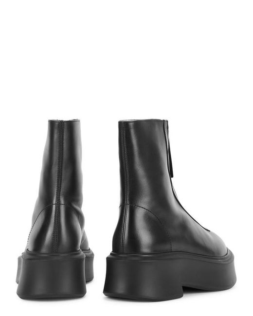 The Row Black Zipped 1 Leather Flatform Ankle Boots
