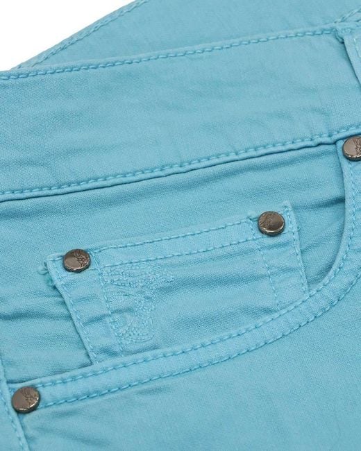 Versace Blue Logo Straight Jeans for men