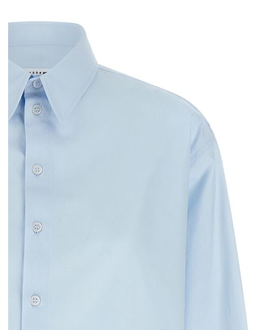 MM6 by Maison Margiela Blue Long-Sleeved Cropped Shirt